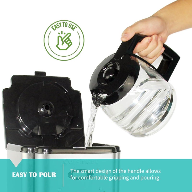 Sendextra 14-Cup Glass Replacement Coffee Carafe Compatible with Cuisinart Coffee Maker Models DCC-2200, DCC-2600, DCC-2800, DCC-3200, and DCC-3200P1, Coffee Pot Decanter Pitcher, Black Handle - Image 4